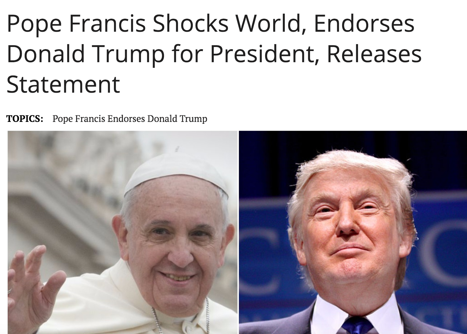 Pope Francis Donald Trump fake news